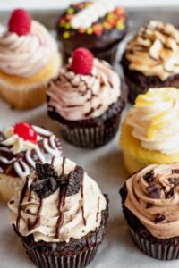 An assortment of different cupcakes as made famous by Sweets by Diane in Roseville, Minnesota