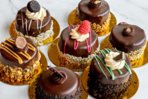 An assortment of mini chocolate cakes as made famous by Sweets by Diane in Roseville, Minnesota