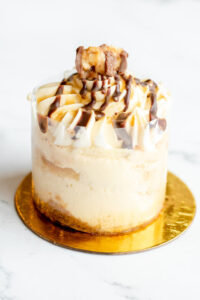 Mini cheesecake topped with frosting and caramel as made famous by Sweets by Diane in Roseville, Minnesota.jpg