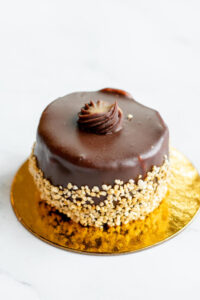 Mini chocolate cake topped with chocolate frosting as made famous by Sweets by Diane in Roseville, Minnesota.
